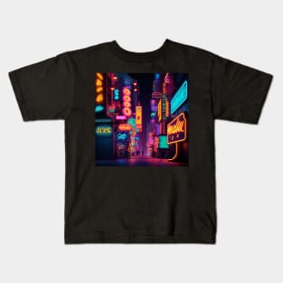 Japanese Night City Kids T-Shirt